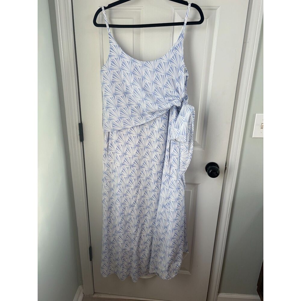 Club Monaco Thereeza Maxi Dress Blue White Palm Leaf Size 10